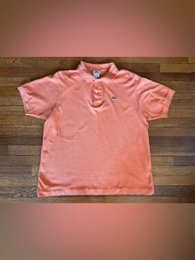 LACOSTE  Polo Shirt Sherbet orange  Peach Coral men’s size Large